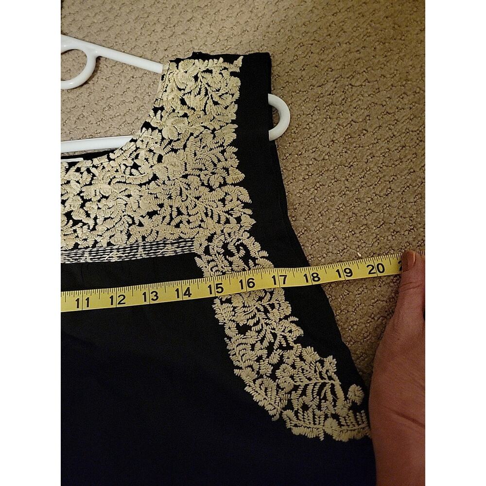 J. Marie Dress Embroidered Black Cream Extra Small Mexico XS - Picture 8 of 9